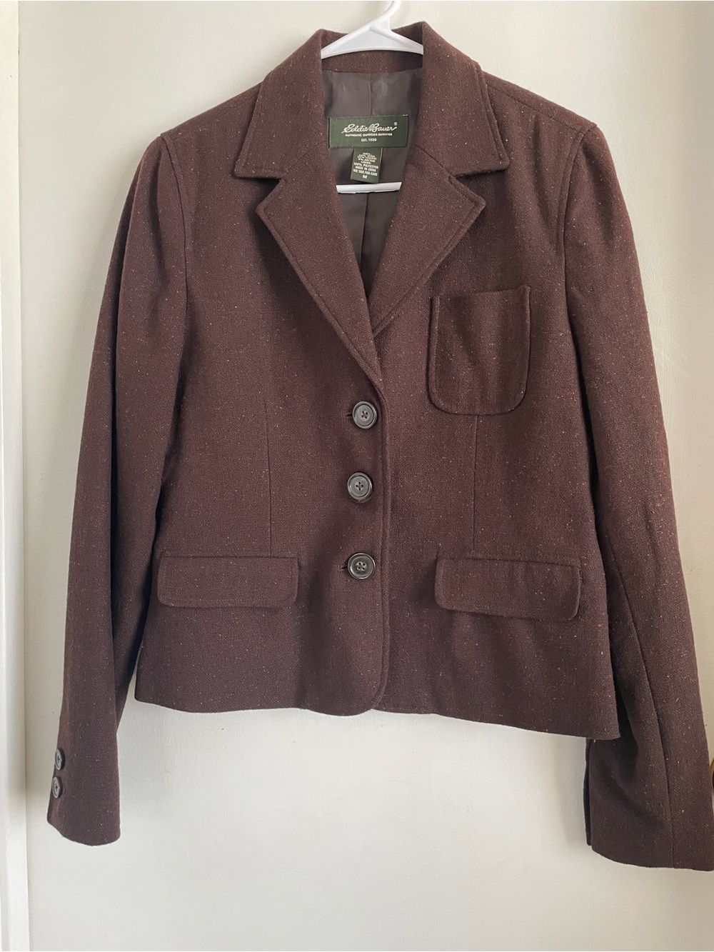 Eddie Bauer Women's Dark Brown Wool-Blend Tailored Blazer